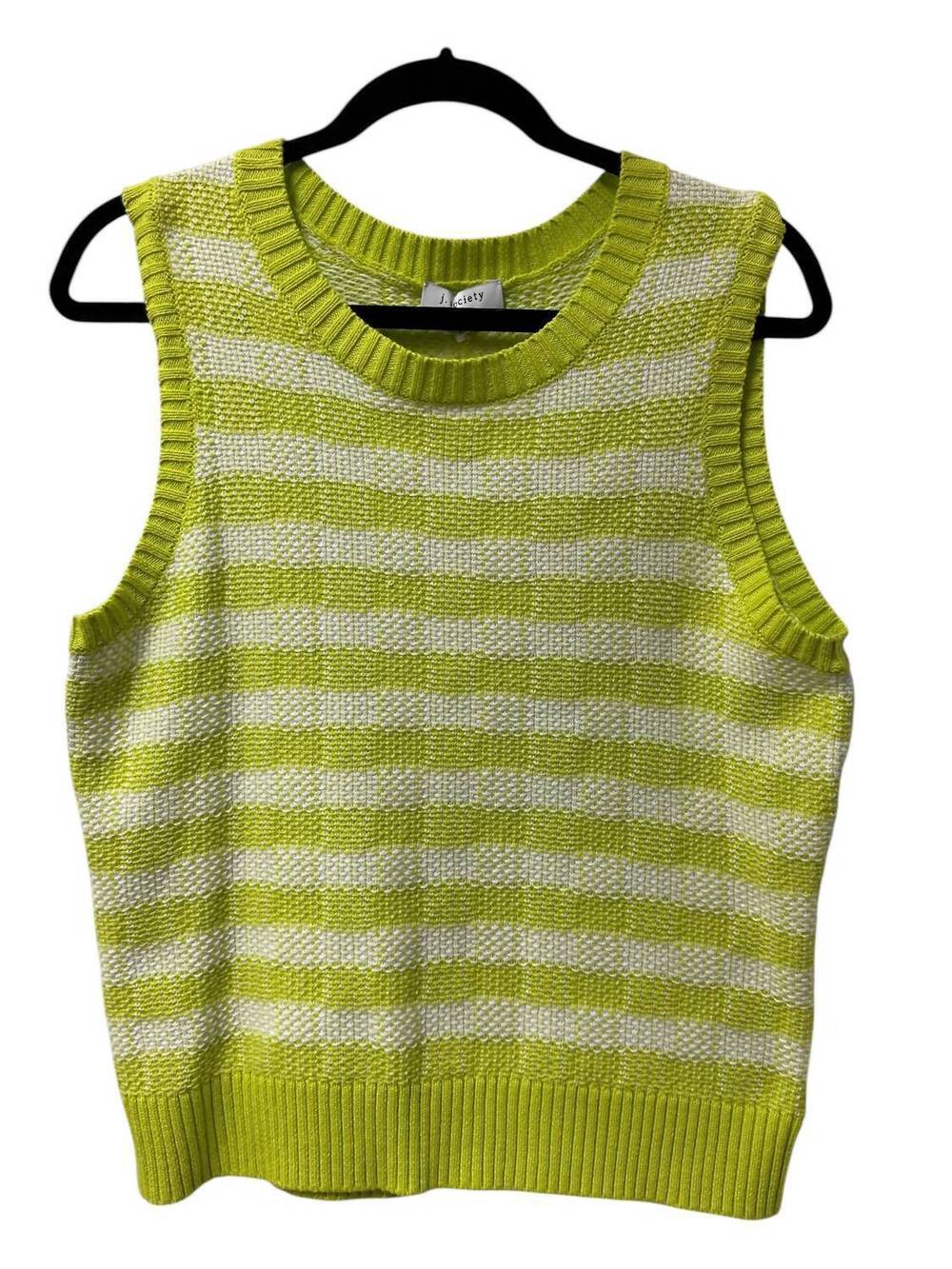 NEW J. SOCIETY women's stripe tank sweater in lime